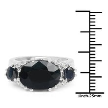 Load image into Gallery viewer, 8.62 Carat Genuine Black Sapphire & White Topaz .925 Sterling Silver Ring
