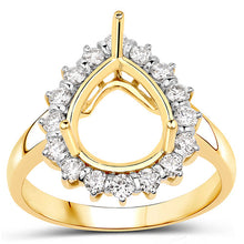 Load image into Gallery viewer, 0.48 Carat Genuine White Diamond 14K Yellow Gold Semi Mount Ring - holds 11x9mm Pear Gemstone