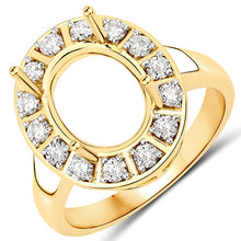 Load image into Gallery viewer, 0.42 Carat Genuine White Diamond 14K Yellow Gold Semi Mount Ring - holds 11x9mm Oval Gemstone