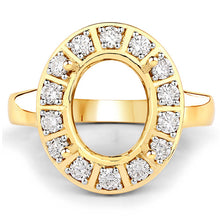 Load image into Gallery viewer, 0.42 Carat Genuine White Diamond 14K Yellow Gold Semi Mount Ring - holds 11x9mm Oval Gemstone