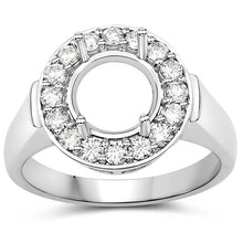 Load image into Gallery viewer, 0.48 Carat Genuine White Diamond 14K White Gold Semi Mount Ring - holds 8.00mm Round Gemstone