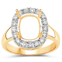 Load image into Gallery viewer, 0.51 Carat Genuine White Diamond 14K Yellow Gold Semi Mount Ring - holds 10x8mm Cushion Gemstone