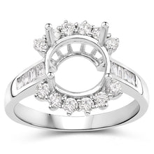 Load image into Gallery viewer, 0.58 Carat Genuine White Diamond 14K White Gold Semi Mount Ring - holds 9.00mm Round Gemstone