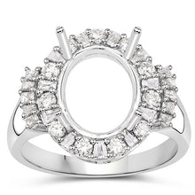 Load image into Gallery viewer, 0.83 Carat Genuine White Diamond 14K White Gold Semi Mount Ring - holds 11x9mm Oval Gemstone