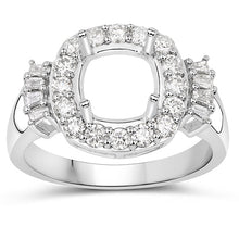 Load image into Gallery viewer, 0.73 Carat Genuine White Diamond 14K White Gold Semi Mount Ring - holds 8x8mm Cushion Gemstone