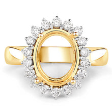 Load image into Gallery viewer, 0.54 Carat Genuine White Diamond 14K Yellow Gold Semi Mount Ring - holds 11x9mm Oval Gemstone