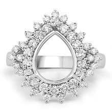 Load image into Gallery viewer, 0.89 Carat Genuine White Diamond 14K White Gold Semi Mount Ring - holds 11x9mm Pear Gemstone