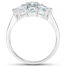 Load image into Gallery viewer, 1.89 Carat Genuine Aquamarine and White Topaz .925 Sterling Silver Ring