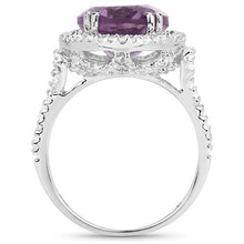 Load image into Gallery viewer, 5.55 Carat Genuine Amethyst & White Topaz .925 Sterling Silver Ring