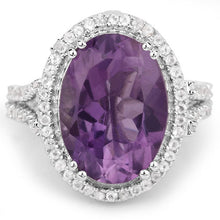 Load image into Gallery viewer, 5.55 Carat Genuine Amethyst & White Topaz .925 Sterling Silver Ring