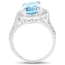 Load image into Gallery viewer, 8.15 Carat Genuine Blue Topaz and White Topaz .925 Sterling Silver Ring