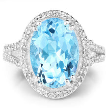 Load image into Gallery viewer, 8.15 Carat Genuine Blue Topaz and White Topaz .925 Sterling Silver Ring