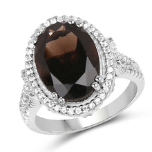Load image into Gallery viewer, 5.80 Carat Genuine Smoky Quartz & White Topaz .925 Sterling Silver Ring