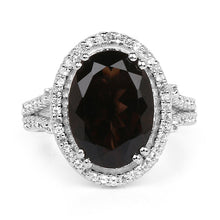 Load image into Gallery viewer, 5.80 Carat Genuine Smoky Quartz & White Topaz .925 Sterling Silver Ring