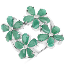 Load image into Gallery viewer, 4.63 Carat Genuine Emerald and White Diamond .925 Sterling Silver Ring