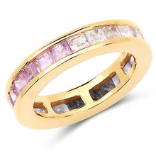 Load image into Gallery viewer, 14K Yellow Gold Plated 4.32 Carat Genuine Multi Sapphire .925 Sterling Silver Ring