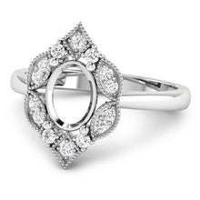 Load image into Gallery viewer, 0.20 Carat Genuine White Diamond 14K White Gold Semi Mount Ring - holds 8x6mm Oval Gemstone