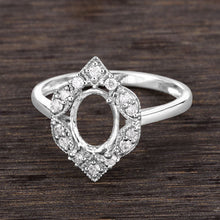 Load image into Gallery viewer, 0.20 Carat Genuine White Diamond 14K White Gold Semi Mount Ring - holds 8x6mm Oval Gemstone