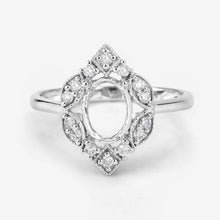 Load image into Gallery viewer, 0.20 Carat Genuine White Diamond 14K White Gold Semi Mount Ring - holds 8x6mm Oval Gemstone