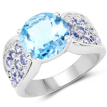 Load image into Gallery viewer, 4.77 Carat Genuine Blue Topaz and Tanzanite .925 Sterling Silver Ring
