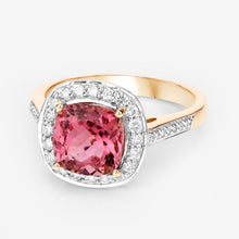 Load image into Gallery viewer, 2.71 Carat Genuine Royal Pink Tourmaline and White Diamond 14K Yellow Gold Ring
