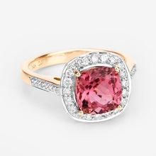 Load image into Gallery viewer, 2.71 Carat Genuine Royal Pink Tourmaline and White Diamond 14K Yellow Gold Ring