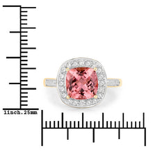 Load image into Gallery viewer, 2.71 Carat Genuine Royal Pink Tourmaline and White Diamond 14K Yellow Gold Ring
