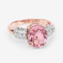 Load image into Gallery viewer, 3.11 Carat Genuine Pink Tourmaline and White Diamond 14K Rose Gold Ring