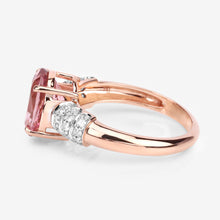 Load image into Gallery viewer, 3.11 Carat Genuine Pink Tourmaline and White Diamond 14K Rose Gold Ring