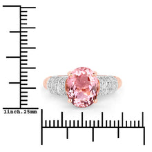 Load image into Gallery viewer, 3.11 Carat Genuine Pink Tourmaline and White Diamond 14K Rose Gold Ring