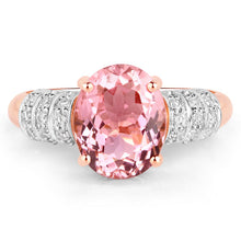Load image into Gallery viewer, 3.11 Carat Genuine Pink Tourmaline and White Diamond 14K Rose Gold Ring