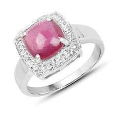 Load image into Gallery viewer, 3.31 Carat Glass Filled Ruby and White Topaz .925 Sterling Silver Ring