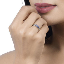 Load image into Gallery viewer, 0.73 Carat Genuine Blue Sapphire and White Diamond 14K White Gold Ring