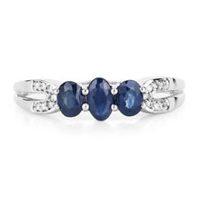 Load image into Gallery viewer, 0.73 Carat Genuine Blue Sapphire and White Diamond 14K White Gold Ring
