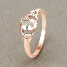 Load image into Gallery viewer, 0.75 Carat Genuine Morganite and White Diamond 14K Rose Gold Ring