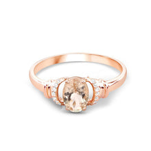 Load image into Gallery viewer, 0.75 Carat Genuine Morganite and White Diamond 14K Rose Gold Ring