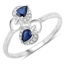 Load image into Gallery viewer, 0.34 Carat Genuine Blue Sapphire and White Diamond 14K White Gold Ring