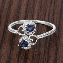 Load image into Gallery viewer, 0.34 Carat Genuine Blue Sapphire and White Diamond 14K White Gold Ring