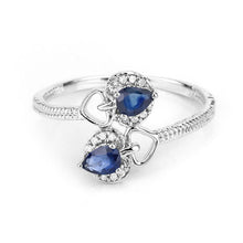 Load image into Gallery viewer, 0.34 Carat Genuine Blue Sapphire and White Diamond 14K White Gold Ring