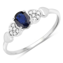 Load image into Gallery viewer, 0.44 Carat Genuine Blue Sapphire and White Diamond 14K White Gold Ring
