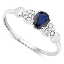 Load image into Gallery viewer, 0.44 Carat Genuine Blue Sapphire and White Diamond 14K White Gold Ring