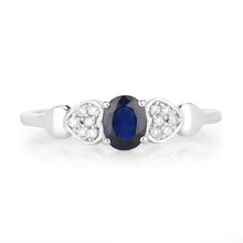 Load image into Gallery viewer, 0.44 Carat Genuine Blue Sapphire and White Diamond 14K White Gold Ring