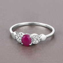 Load image into Gallery viewer, 0.36 Carat Genuine Ruby and White Diamond 14K White Gold Ring