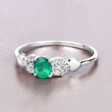 Load image into Gallery viewer, 0.36 Carat Genuine Zambian Emerald and White Diamond 14K White Gold Ring