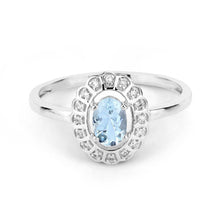 Load image into Gallery viewer, 0.44 Carat Genuine Aquamarine and White Diamond 14K White Gold Ring