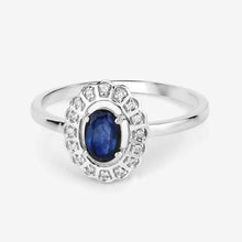 Load image into Gallery viewer, 0.52 Carat Genuine Blue Sapphire and White Diamond 14K White Gold Ring