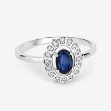 Load image into Gallery viewer, 0.52 Carat Genuine Blue Sapphire and White Diamond 14K White Gold Ring