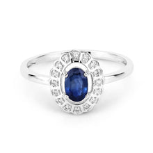 Load image into Gallery viewer, 0.52 Carat Genuine Blue Sapphire and White Diamond 14K White Gold Ring