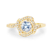 Load image into Gallery viewer, 0.46 Carat Genuine Aquamarine and White Diamond 14K Yellow Gold Ring