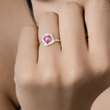 Load image into Gallery viewer, 0.63 Carat Genuine Ruby and White Diamond 14K Yellow Gold Ring